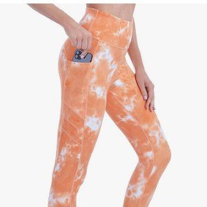 New Women's Orange Tie-Dye High Waisted Yoga Pants Size Medium